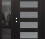 Modern Steel Front Door Diamond C9 50" x 80" black/white frosted Glass Panel black RHI with Sidelite mirrored Glass