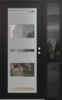 Diamond C10 50" x 80" black/black clear Glass Panel stainless steel LHI with Sidelite mirrored Glass