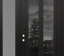 Modern Steel Front Door Diamond C14 50" x 96" black/black mirrored Glass Panel black RHI with Sidelite and Transom frosted Glass