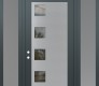 Modern Steel Front Door Diamond C5 60" x 96" anthracite/anthracite clear Glass Panel stainless steel RHI with 2 Sidelites and Transom frosted Glass
