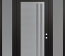 Modern Steel Front Door Diamond C6 60" x 96" black/white frosted Glass Panel stainless steel LHI with 2 Sidelites and Transom frosted Glass