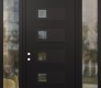 Modern Steel Front Door Diamond D2 64" x 96" black/black clear Glass Panel black RHI with 2 Sidelites and Transom clear Glass