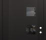 Modern Steel Front Door Diamond C5 36" x 96" black/black mirrored Glass Panel black LHI with Transom mirrored Glass