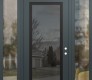 Modern Steel Front Door Diamond C1 68" x 96" anthracite/anthracite mirrored Glass Panel black LHI with 2 Sidelites and Transom clear Glass