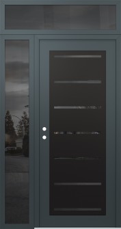 Diamond C11 52" x 96" anthracite/anthracite mirrored Glass Panel black RHI with Sidelite and Transom mirrored Glass