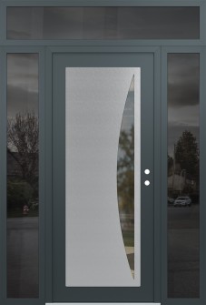 Diamond C13 60" x 96" anthracite/anthracite clear Glass Panel stainless steel LHI with 2 Sidelites and Transom mirrored Glass