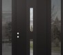 DIAMOND A6 64" X 96" BLACK/BLACK CLEAR GLASS PANEL BLACK LHI WITH 2 SIDELITES AND TRANSOM MIRRORED GLASS
