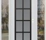 Modern Steel Front Door Diamond C16 64" x 80" white/white frosted Glass Panel black LHI with 2 Sidelites clear Glass