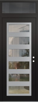 Diamond C9 36" x 96" black/black clear Glass Panel stainless steel LHI with Transom mirrored Glass