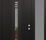 Modern Steel Front Door DIAMOND A5 48" X 96" BLACK/BLACK CLEAR GLASS PANEL BLACK LHI WITH SIDELITE AND TRANSOM FROSTED GLASS
