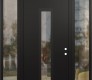 Modern Steel Front Door DIAMOND A11 60" X 96" BLACK/BLACK CLEAR GLASS PANEL BLACK LHI WITH 2 SIDELITES AND TRANSOM CLEAR GLASS