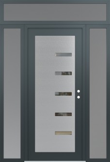 Diamond C8 68" x 96" anthracite/anthracite clear Glass Panel stainless steel LHI with 2 Sidelites and Transom frosted Glass