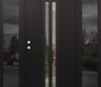 Modern Steel Front Door DIAMOND A8 68" X 80" BLACK/BLACK CLEAR GLASS PANEL BLACK RHI WITH 2 SIDELITES MIRRORED GLASS