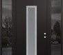 Modern Steel Front Door DIAMOND A11 60" X 96" BLACK/WHITE FROSTED GLASS PANEL STAINLESS STEEL LHI WITH 2 SIDELITES AND TRANSOM MIRRORED GLASS