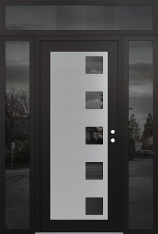 Diamond C5 60" x 96" black/black mirrored Glass Panel stainless steel LHI with 2 Sidelites and Transom mirrored Glass
