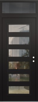 Diamond C9 36" x 96" black/black clear Glass Panel black LHI with Transom mirrored Glass