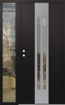 DIAMOND A8 48" X 80" BLACK/BLACK CLEAR GLASS PANEL STAINLESS STEEL RHI WITH SIDELITE CLEAR GLASS