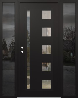 Diamond C3 68" x 80" black/black clear Glass Panel black RHI with 2 Sidelites mirrored Glass