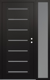 Diamond C11 52" x 80" black/white frosted Glass Panel black LHI with Sidelite frosted Glass