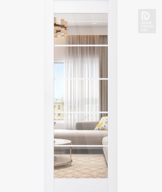 DOOR SLAB PALLADIO 5 LITE CLEAR VETRO BIANCO NOBLE 28" X 80" X 1 9/16" TEMPERED CLEAR GLASS