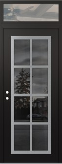 Diamond C16 36" x 96" black/black mirrored Glass Panel stainless steel RHI with Transom clear Glass
