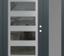 Modern Steel Front Door Diamond C9 50" x 80" anthracite/anthracite mirrored Glass Panel stainless steel LHI with Sidelite frosted Glass