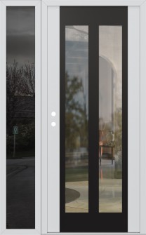 Diamond C14 50" x 80" white/white clear Glass Panel black RHI with Sidelite mirrored Glass