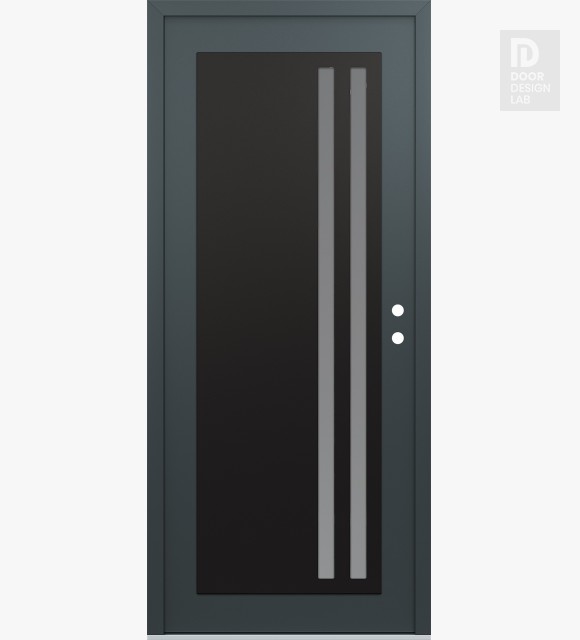 Modern Steel Front Door Diamond C6 36" x 80" anthracite/anthracite frosted Glass Panel black LHI