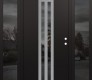 Modern Steel Front Door DIAMOND A8 68" X 80" BLACK/BLACK MIRRORED GLASS PANEL STAINLESS STEEL LHI WITH 2 SIDELITES MIRRORED GLASS
