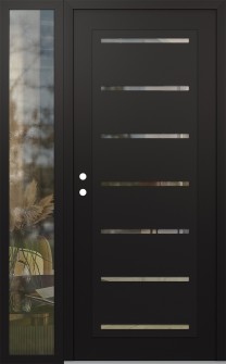 Diamond C11 52" x 80" black/black clear Glass Panel black RHI with Sidelite clear Glass