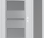 Modern Steel Front Door Diamond C10 50" x 80" white/white frosted Glass Panel stainless steel LHI with Sidelite frosted Glass
