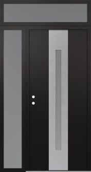 DIAMOND A2 52" X 96" BLACK/WHITE FROSTED GLASS PANEL STAINLESS STEEL RHI WITH SIDELITE AND TRANSOM FROSTED GLASS