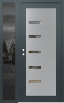 Diamond C8 50" x 80" anthracite/anthracite clear Glass Panel stainless steel RHI with Sidelite mirrored Glass