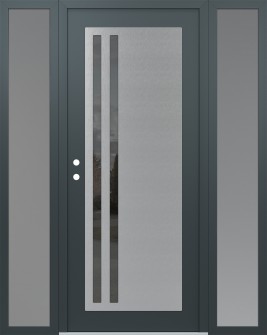 Diamond C6 64" x 80" anthracite/anthracite mirrored Glass Panel stainless steel RHI with 2 Sidelites frosted Glass