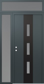 DIAMOND A7 48" X 96" ANTHRACITE/ANTHRACITE FROSTED GLASS PANEL BLACK RHI WITH SIDELITE AND TRANSOM FROSTED GLASS