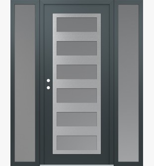 Diamond C9 68" x 80" anthracite/anthracite frosted Glass Panel stainless steel RHI with 2 Sidelites frosted Glass