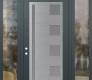 Modern Steel Front Door Diamond C3 68" x 96" anthracite/anthracite frosted Glass Panel stainless steel RHI with 2 Sidelites and Transom clear Glass
