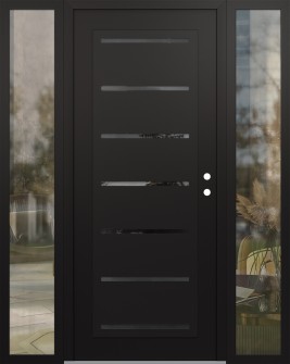 Diamond C11 60" x 80" black/black mirrored Glass Panel black LHI with 2 Sidelites clear Glass