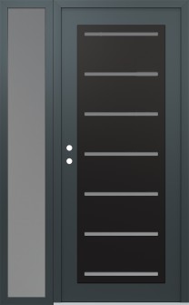 Diamond C11 48" x 80" anthracite/anthracite frosted Glass Panel black RHI with Sidelite frosted Glass