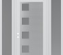 Modern Steel Front Door Diamond C5 64" x 96" white/white frosted Glass Panel stainless steel RHI with 2 Sidelites and Transom frosted Glass