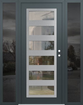 Diamond C9 64" x 80" anthracite/anthracite clear Glass Panel stainless steel LHI with 2 Sidelites mirrored Glass