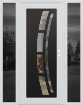 Diamond C12 60" x 80" white/white clear Glass Panel black LHI with 2 Sidelites mirrored Glass