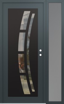 Diamond C12 52" x 80" anthracite/anthracite clear Glass Panel black LHI with Sidelite frosted Glass