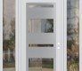 Modern Steel Front Door Diamond C10 64" x 96" white/white clear Glass Panel stainless steel LHI with 2 Sidelites and Transom clear Glass