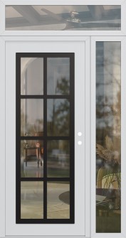 Diamond C16 50" x 96" white/white clear Glass Panel black LHI with Sidelite and Transom clear Glass