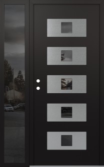 Diamond D8 48" x 80" black/black mirrored Glass Panel stainless steel RHI with Sidelite mirrored Glass