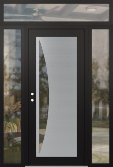 Diamond C13 68" x 96" black/black clear Glass Panel stainless steel RHI with 2 Sidelites and Transom clear Glass