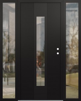 DIAMOND A1 64" X 80" BLACK/BLACK CLEAR GLASS PANEL BLACK LHI WITH 2 SIDELITES CLEAR GLASS