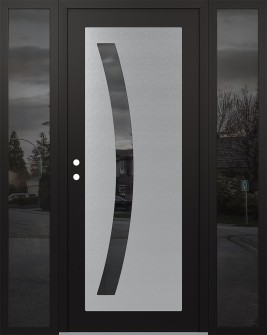 Diamond C4 60" x 80" black/black mirrored Glass Panel stainless steel RHI with 2 Sidelites mirrored Glass