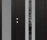 Modern Steel Front Door DIAMOND A2 50" X 80" BLACK/BLACK MIRRORED GLASS PANEL STAINLESS STEEL RHI WITH SIDELITE FROSTED GLASS